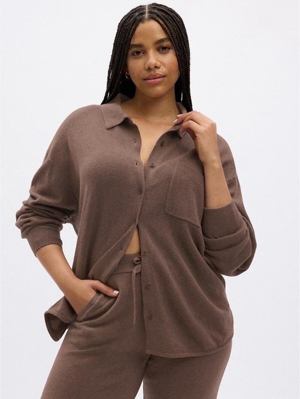Gap Women’s Med Cashsoft Neutral Lounge Set Oversized Top + Pants Soft Minimal